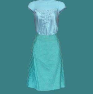 J. Crew Factory Midi Pencil Teal And Gold Polka Dot Skirt